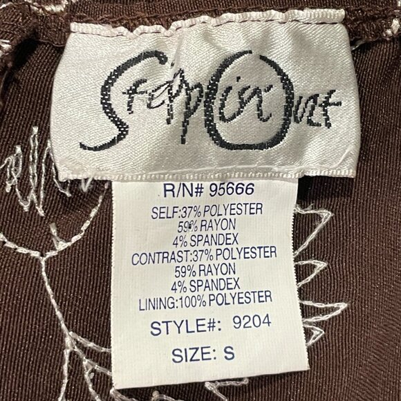 STEPPIN' OUT VTG Embroidery, Sequin Spaghetti Strap Party Dress, Brown/Ivory - S - Picture 10 of 11